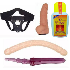 Combo Sexual Lesbico Arnes + Consoladores + Gel: imagen 1