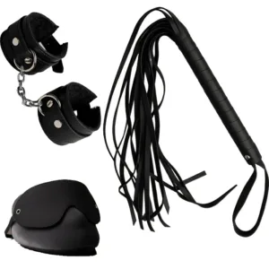 Kit Sado 3 articulos - Latigo de cuero -Esposas - Antifaz Ciego: imagen 1