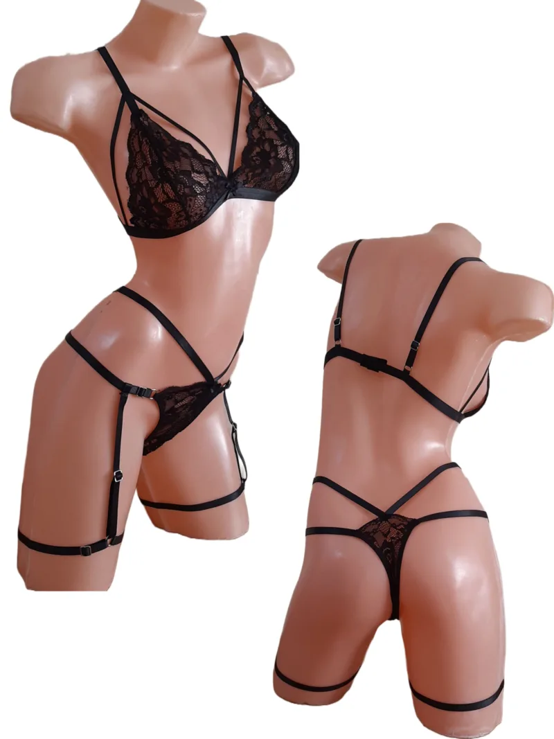 Conjunto Lenceria de Puntilla con Arnes (art 2026) Talle 85 al 100