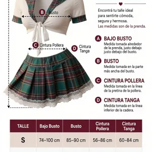 Disfraz Colegiala Escoces Blanco (AL251) Talle 80 al 110: imagen 2