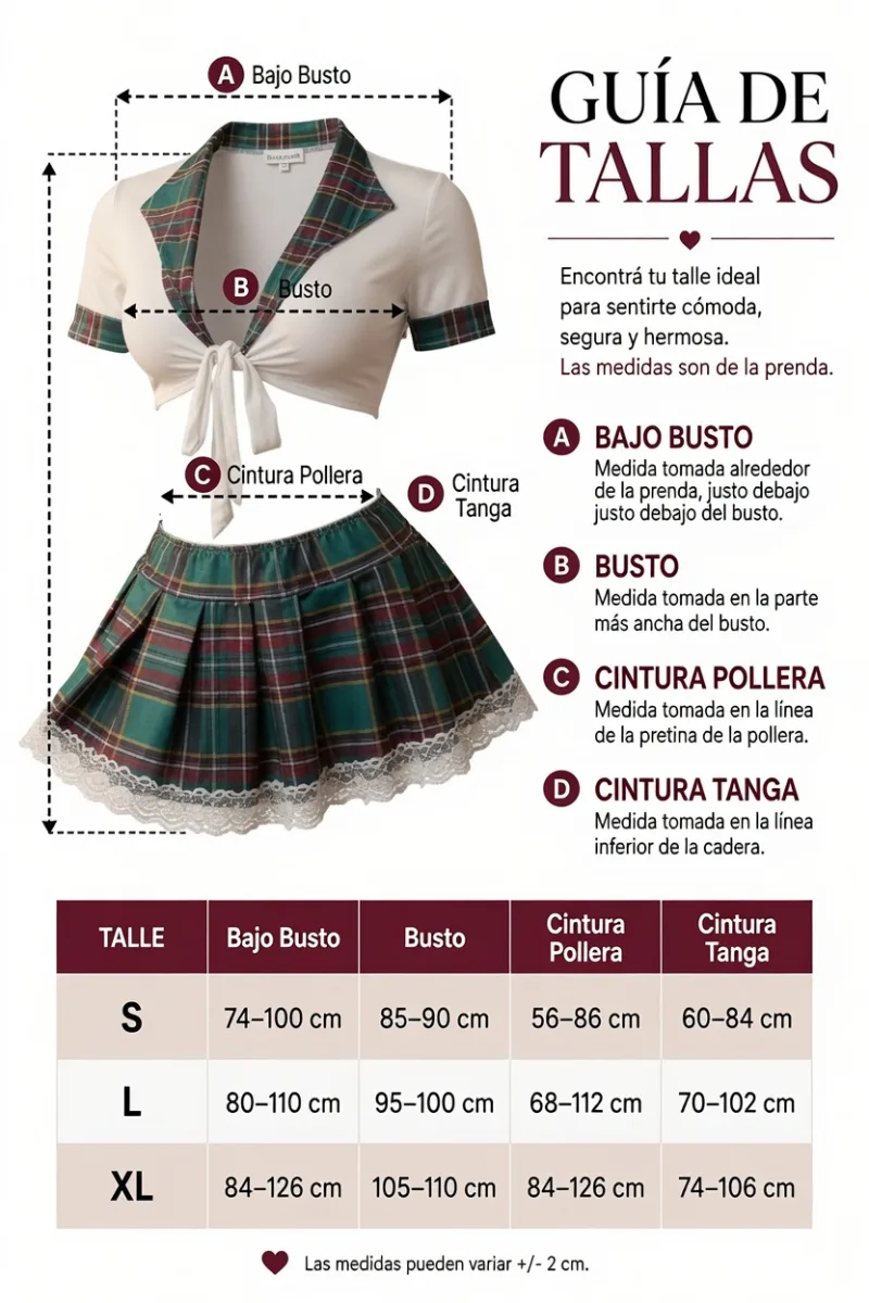 Disfraz Colegiala Escoces Blanco (AL251) Talle 80 al 110