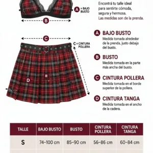 Disfraz Colegiala Escoces Rojo (AL250) Talle 80 al 110: imagen 2