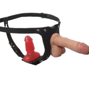 Arnes Doble Placer + Pene + mini pene Anal - Cuero: imagen 1