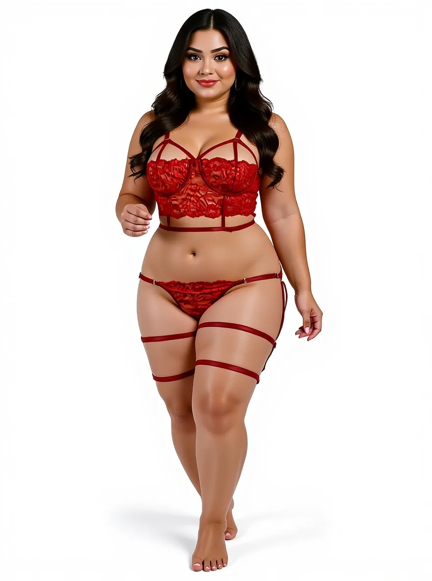 Conjunto Lenceria con Portaligas y Arnes (art 2017) Talle 85 al 120 - Imagen 8